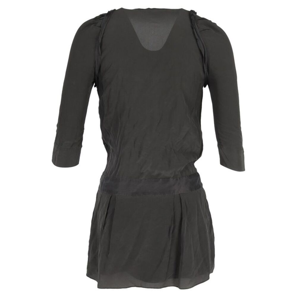 Maje Robe Mini 3/4 Sleeve Dress in Olive Silk - Picture 3 of 3